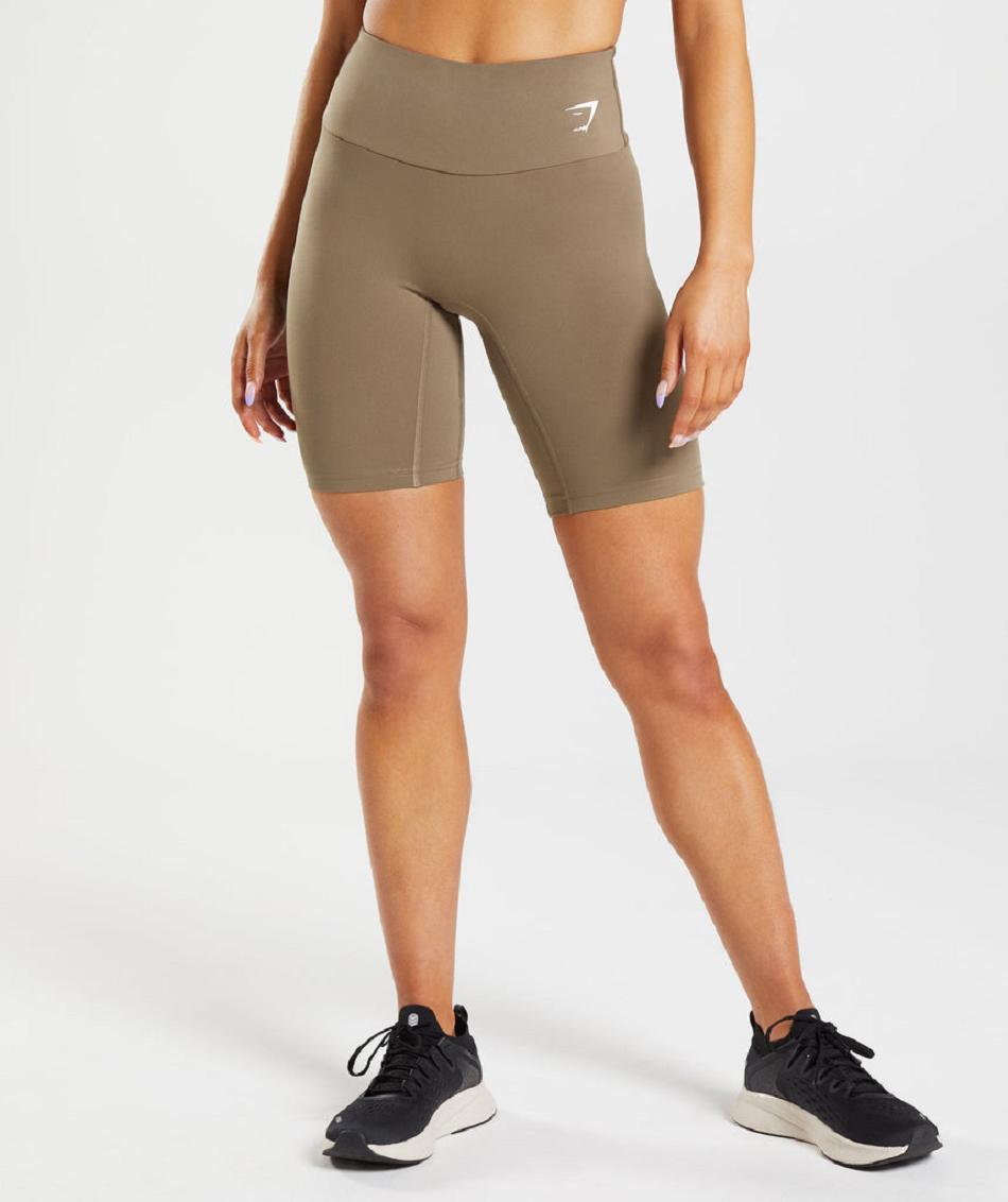 Pantalones Cortos Gymshark Entrenamiento Cycling Mujer Marrones | CO 2658WNB